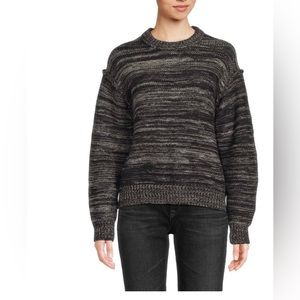 Ugg Avianna crewneck wool blend pullover striped sweater black NWT size L XL $98